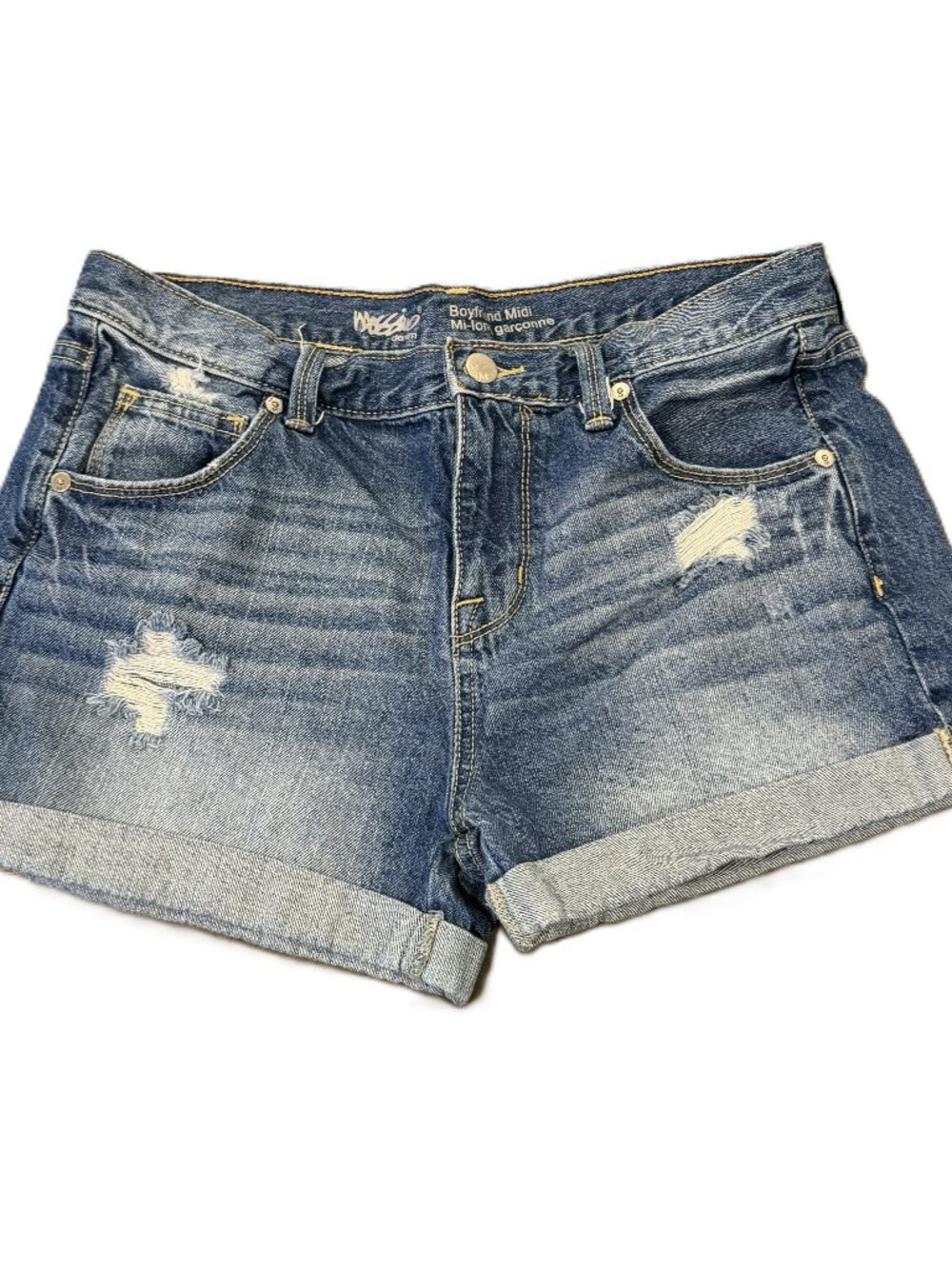 Mossimo Women's Denim Boyfriend Midi Shorts Medium Wash Size 2/26